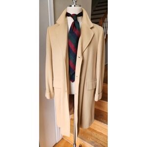 Vtg Garfinckel's Tan 100% Cashmere Overcoat Topcoat Size 39